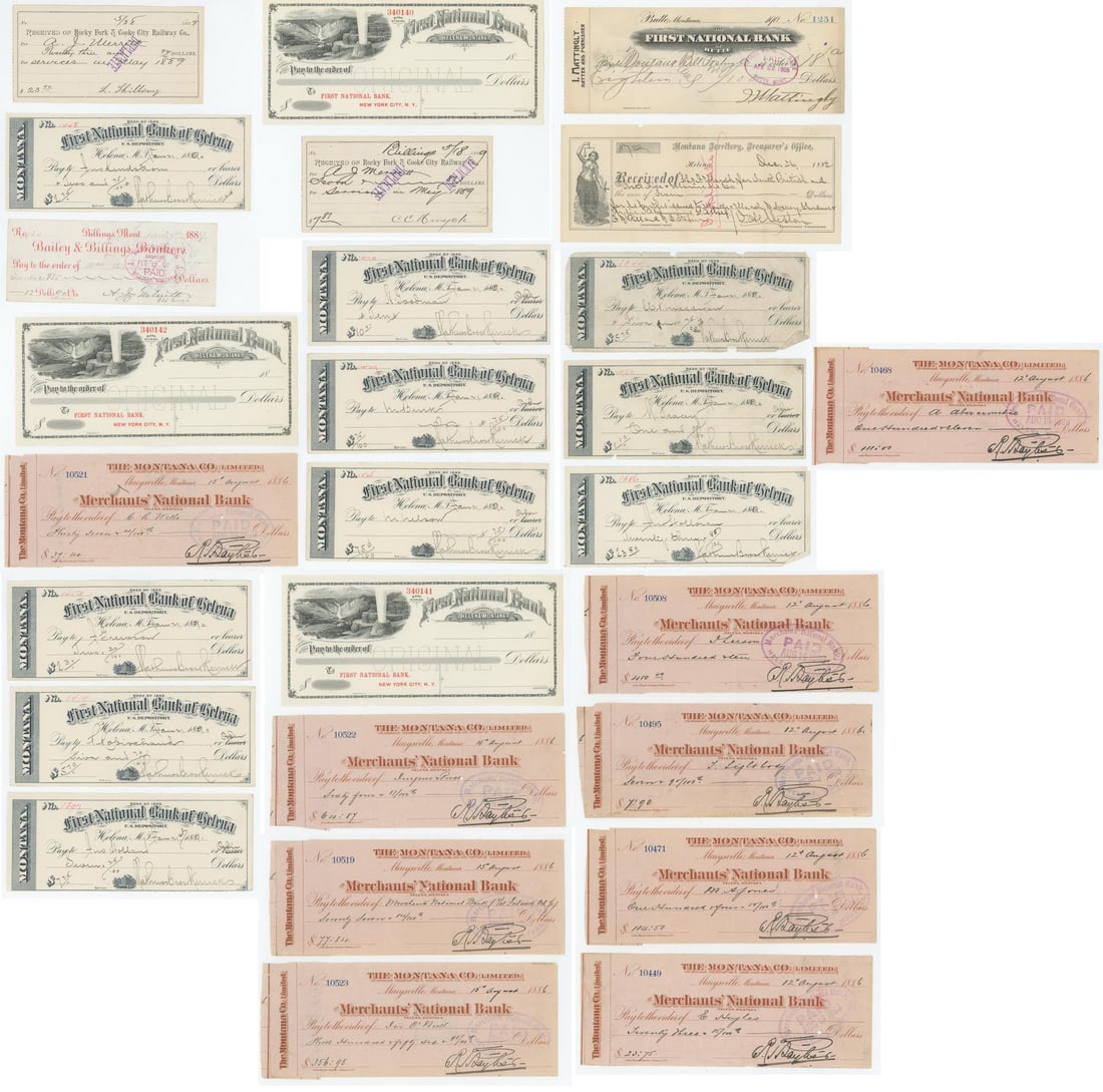 Collection of Montana Territory Checks (1 of 20)