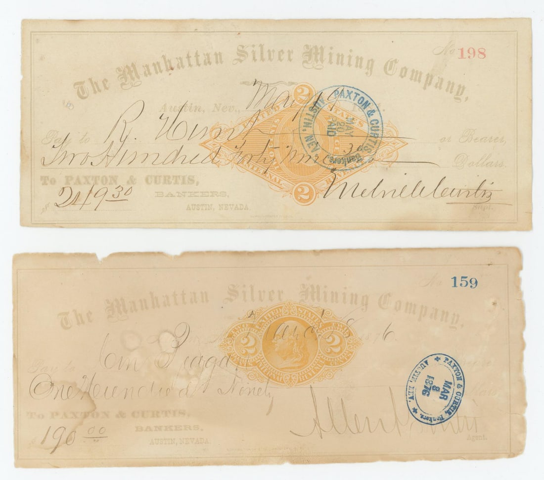 Manhattan Silver Mining Company Ghost Town Checks (1 of 3)
