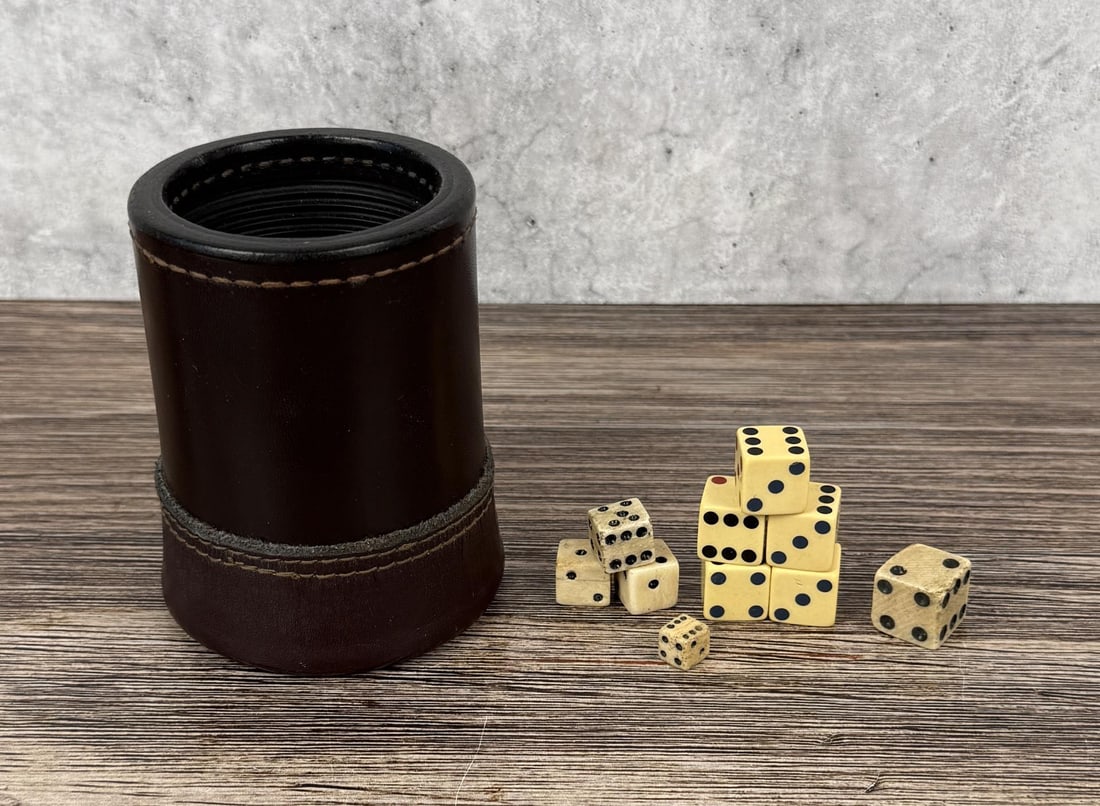 Antique Leather Gambling Dice Cup (1 of 9)