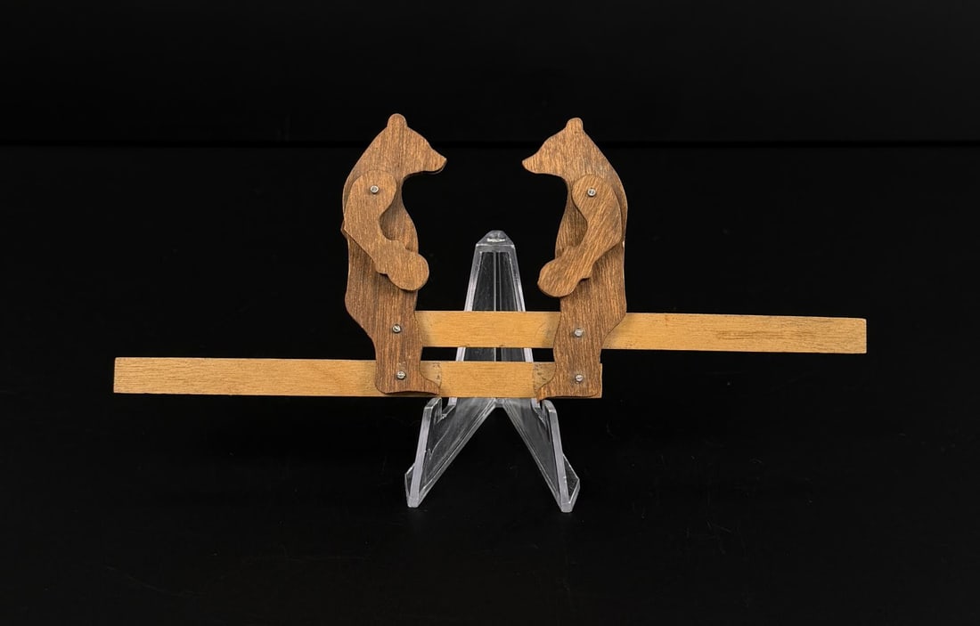 Fighting Bears Folk Art Wood Toy: 7" long.