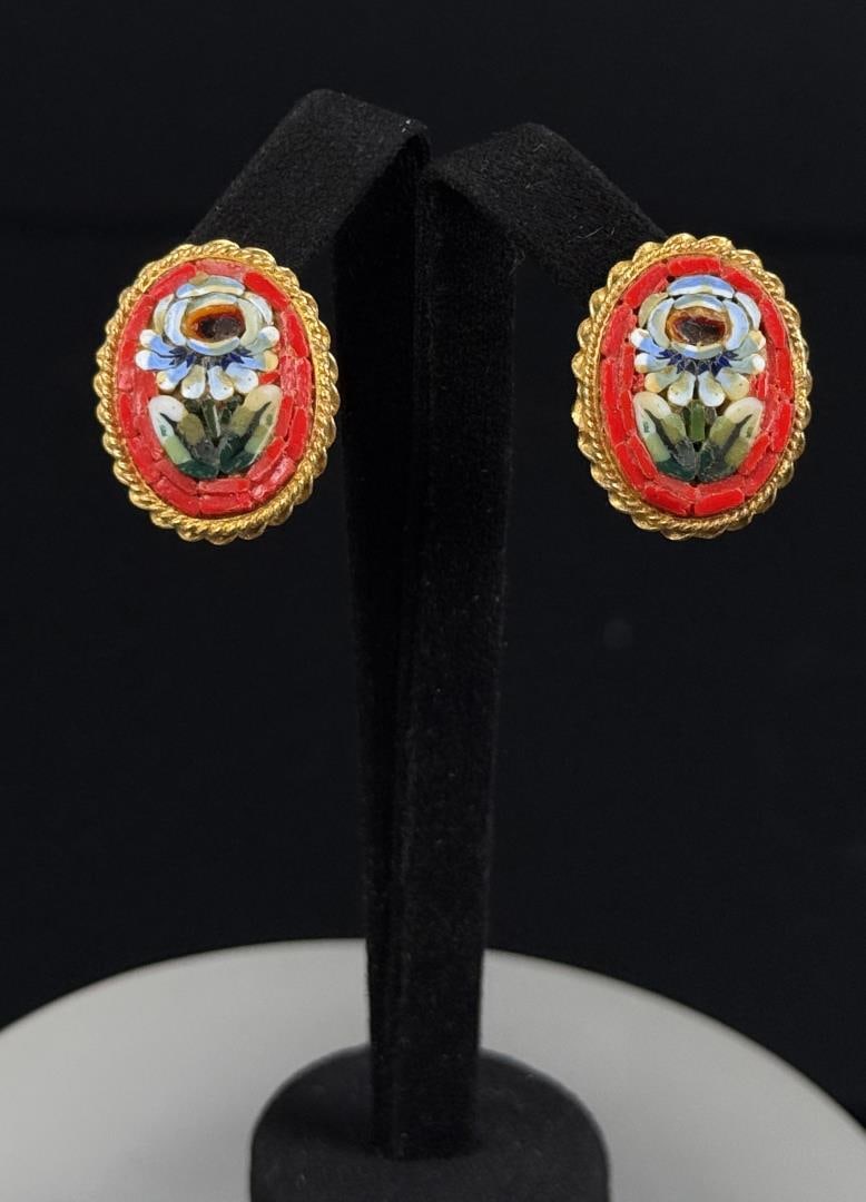Micro Mosaic Italian Floral Earrings (1 of 3)