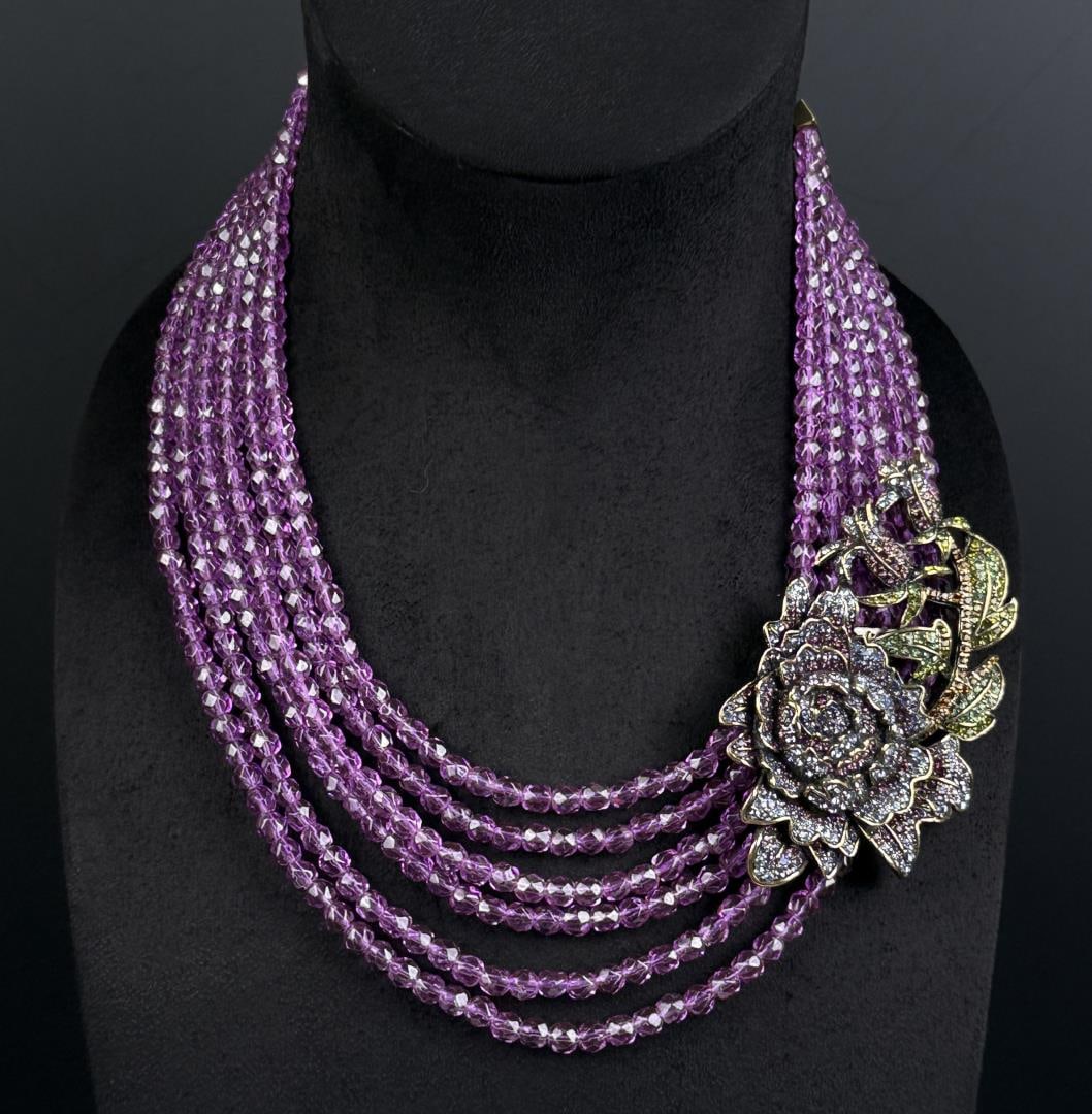 Heidi Daus Amethyst Rose Swarovski Necklace (1 of 7)