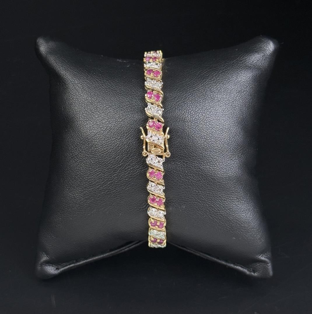 Sterling Silver Ruby Tennis Bracelet - 3