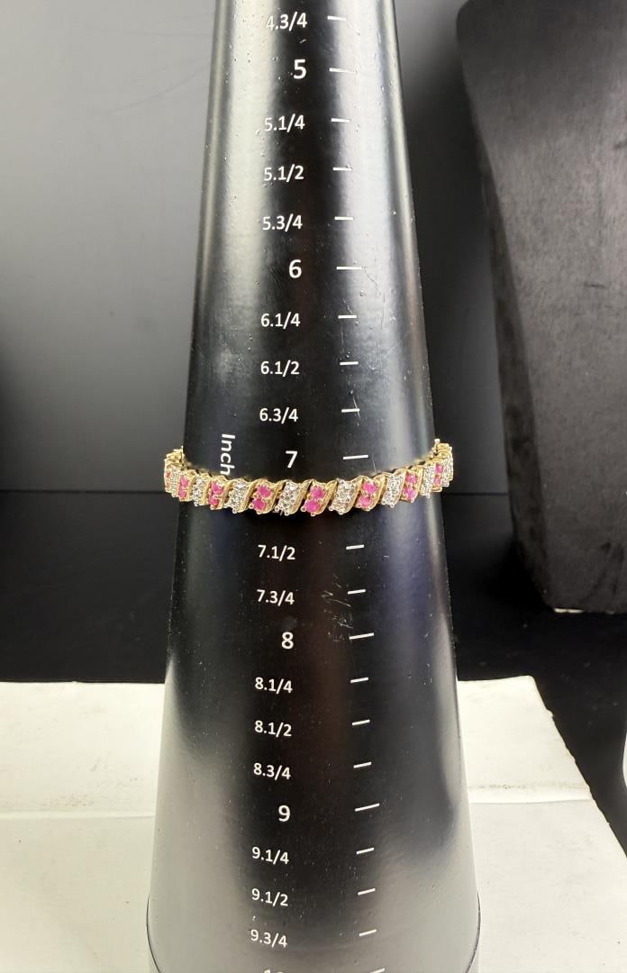 Sterling Silver Ruby Tennis Bracelet - 5