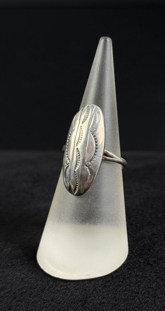 Navajo Sterling Silver Concho Pattern Ring - 2