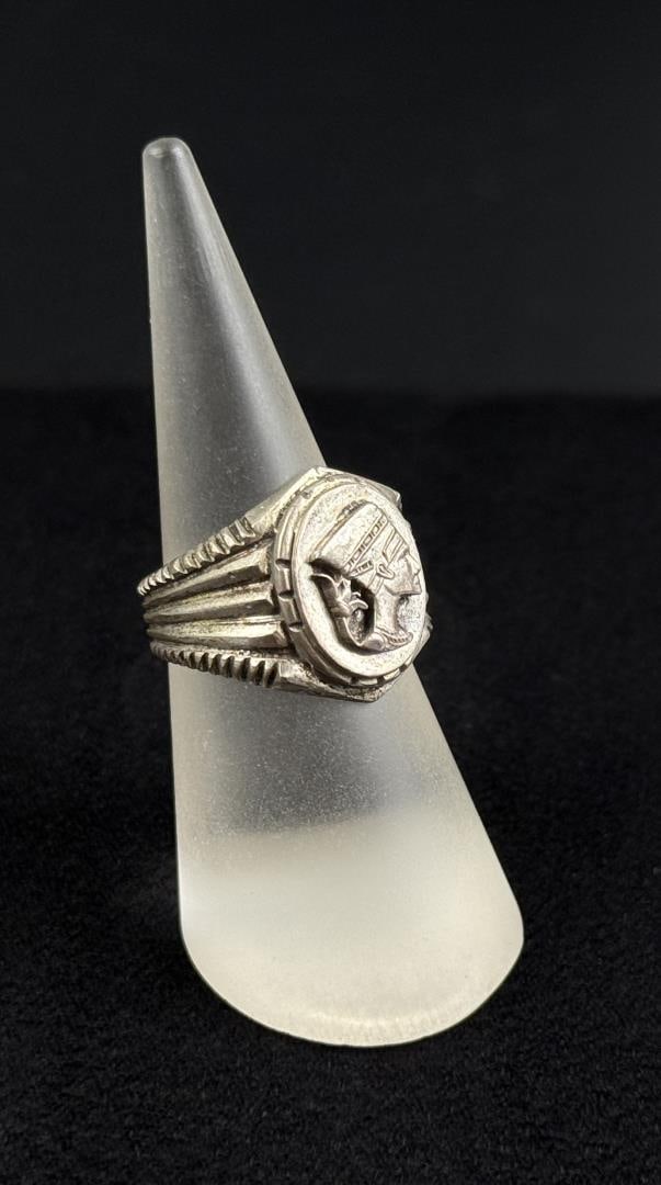 Egyptian Queen Nefertiti Sterling Biker Ring: Size 8. 7.4 grams.
