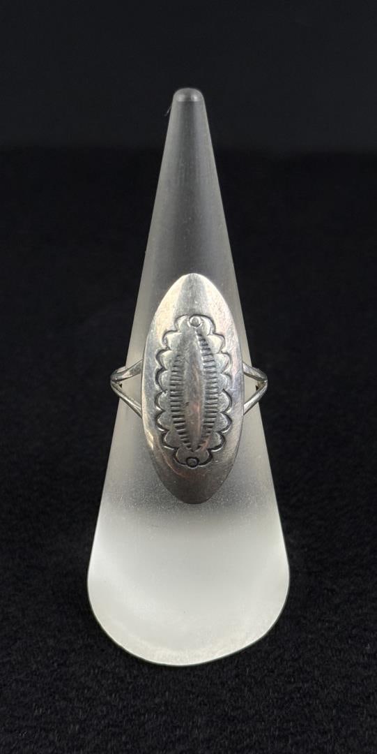 Navajo Sterling Silver Concho Pattern Ring - 3