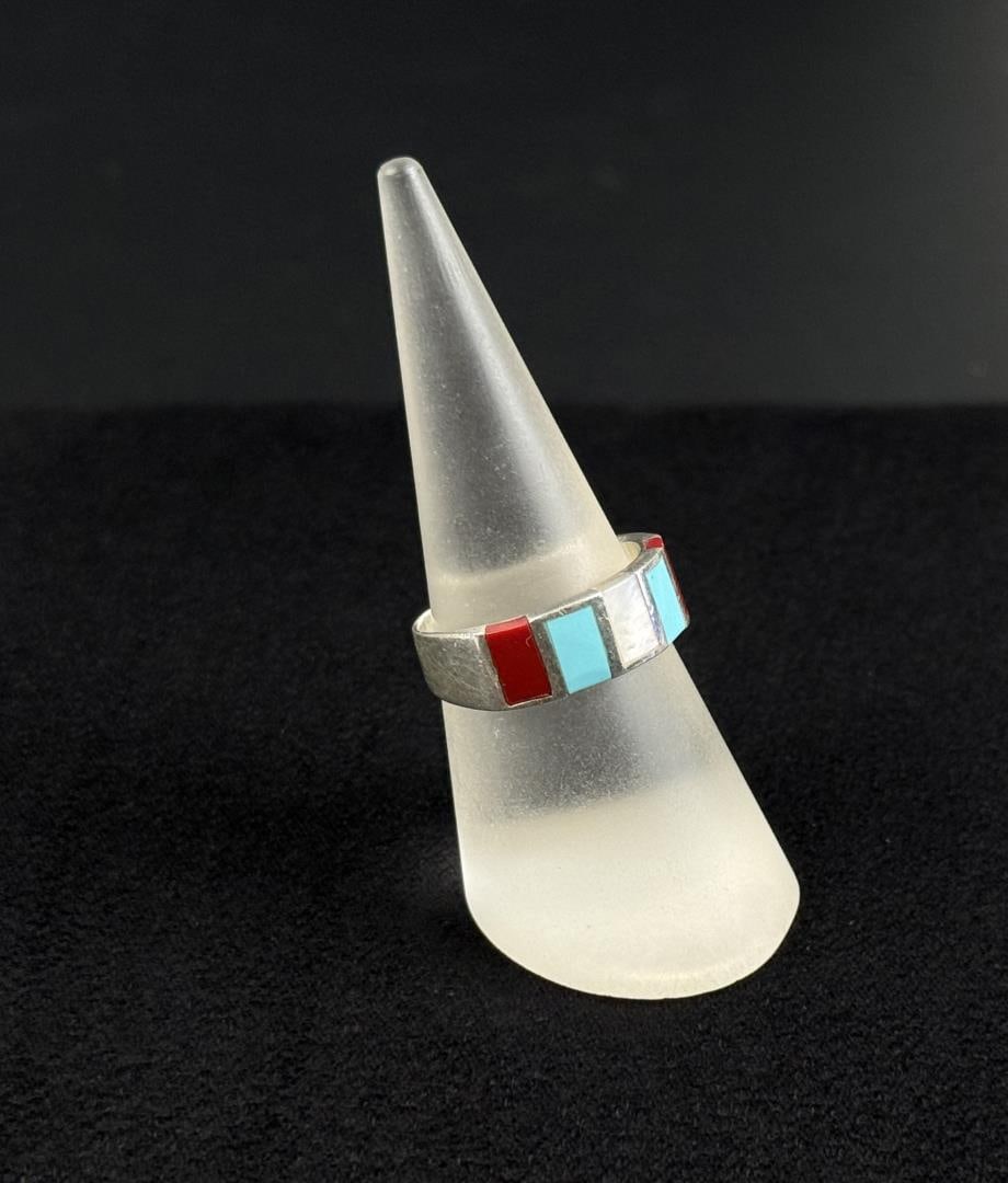 Zuni Sterling Silver Inlaid Ring (1 of 6)