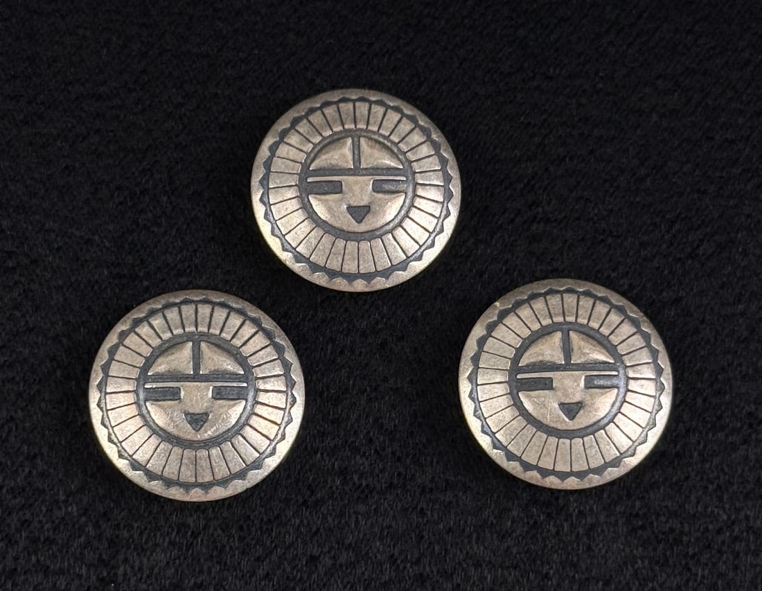 Zuni Sterling Silver Sunface Button Covers (1 of 4)