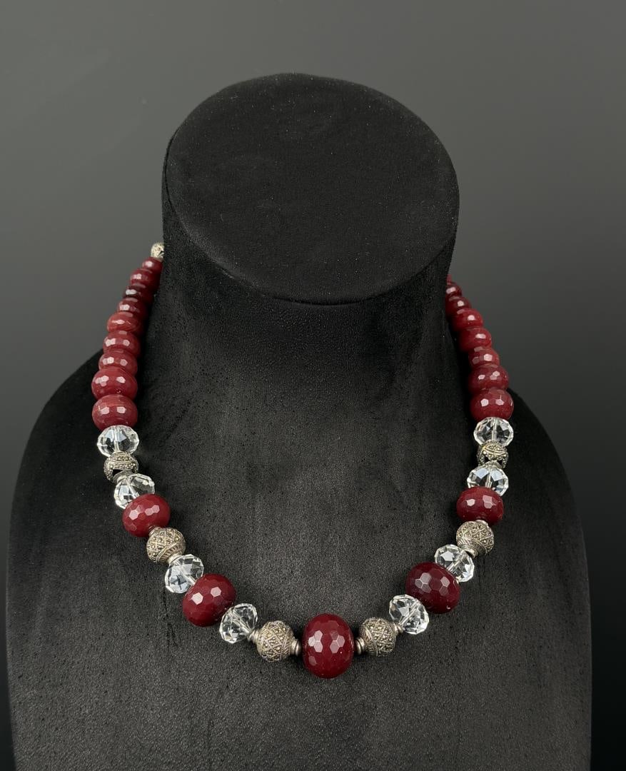 Sterling Silver Faceted Ruby Necklace (1 of 3)