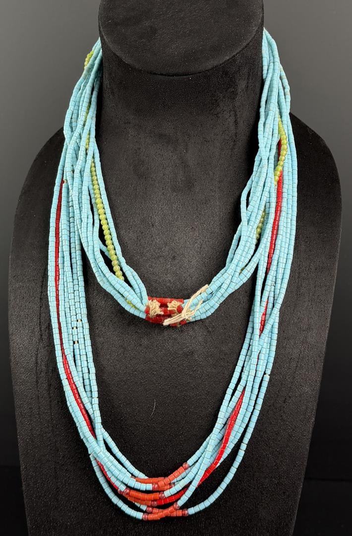 Nigerian African Glass Trade Bead Necklaces: 2 Nice sets. 14 3/4" Long as displayed.