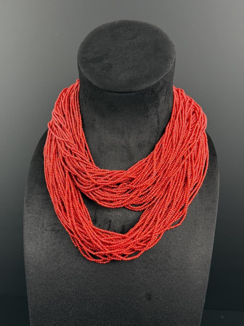 Multistrand Red Glass African Trade Bead Necklaces (1 of 4)