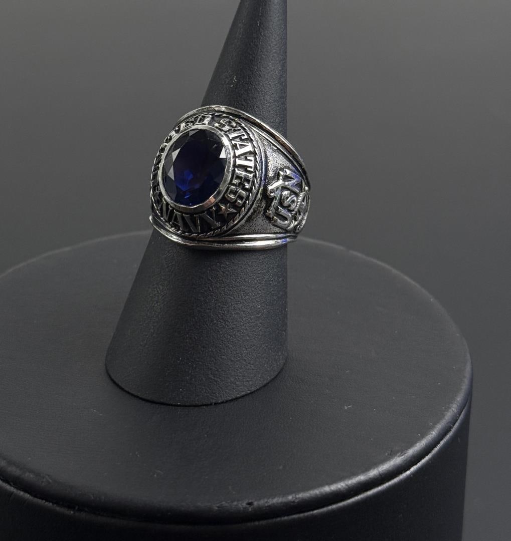 Korean War US Navy Sterling Silver Ring: Manufactured by Pride Jewelry. Size 10. 20.0 grams.