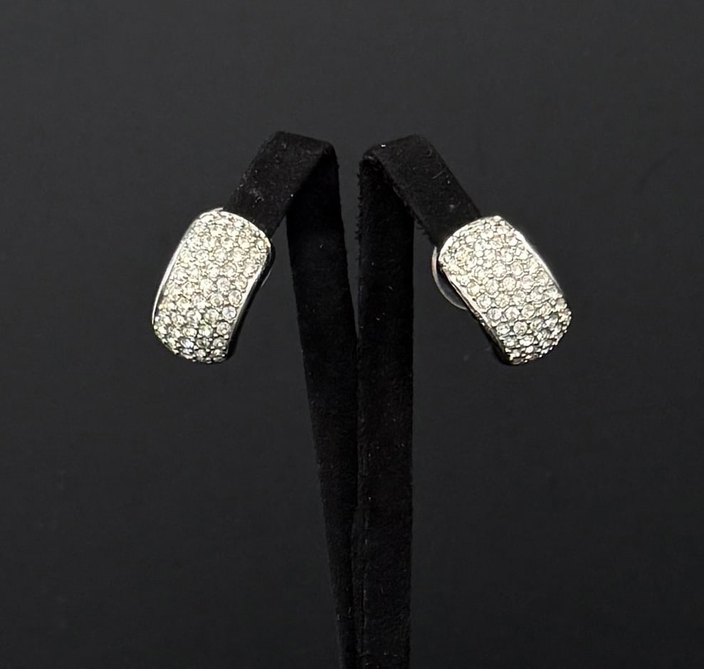 Christina Dior Pave Crystal Half Hoop Earrings (1 of 5)