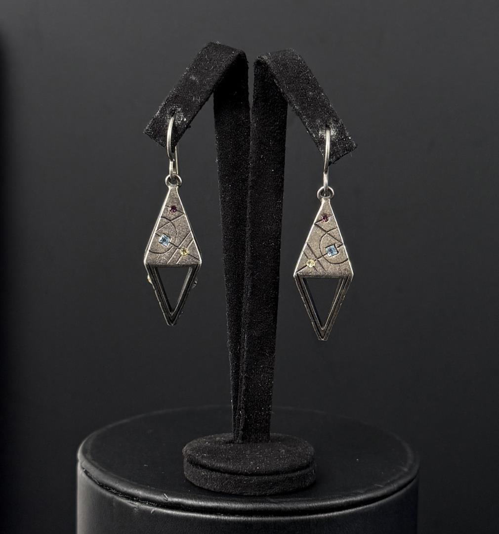 Patricia Locke Sterling Silver Galaxy Earrings: 3/8" by 1 1/4".