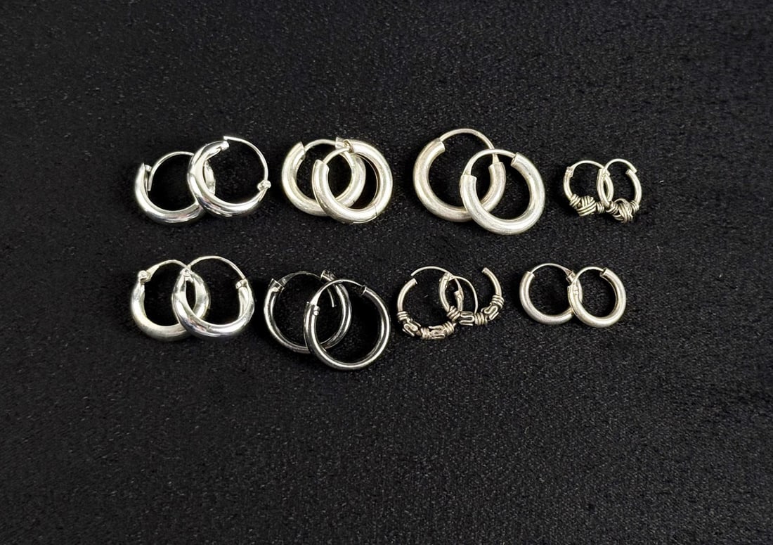 Collection of Sterling Silver Hoop Earrings (1 of 7)