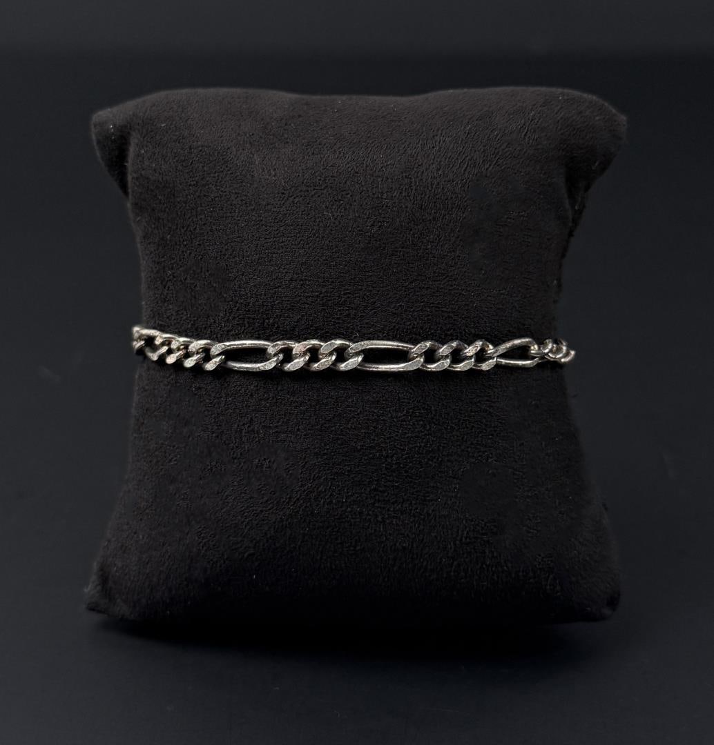Sterling Silver Figaro Chain Bracelet (1 of 7)