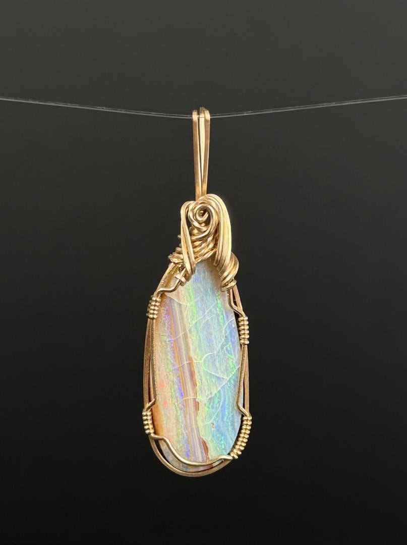 Wire Wrapped Australian Boulder Opal Pendant (1 of 4)