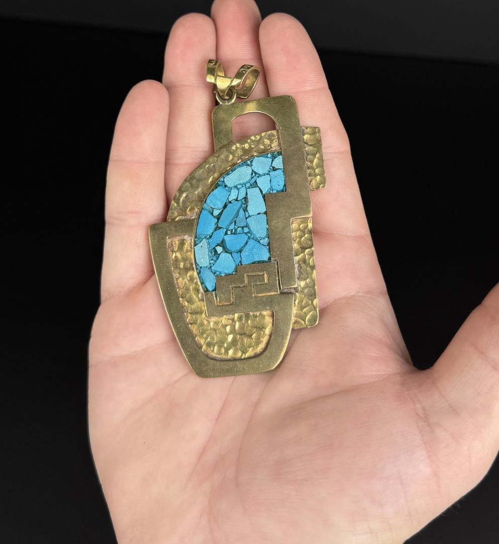 Laton Mexico Brass Chip Inlay Pendant (1 of 5)