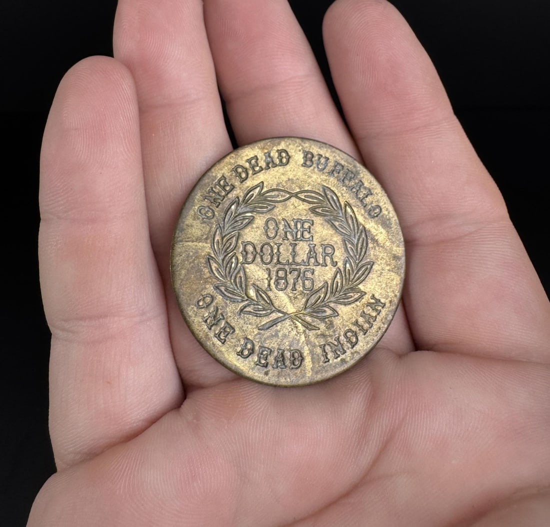 One Dead Buffalo One Dead Indian Token: Contemporary, 1 3/8" round.