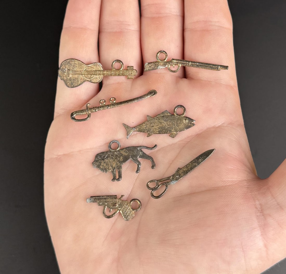 Antique Cracker Jack Charms: Nice group of 7.