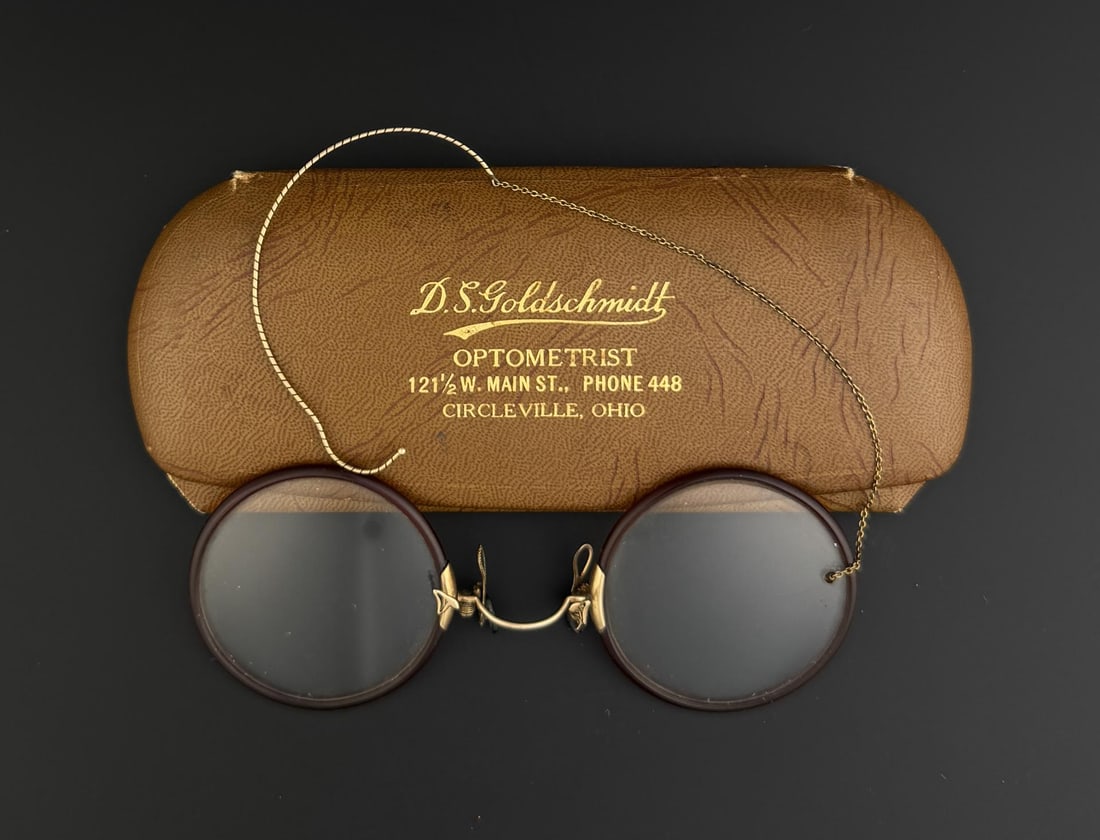Antique Gold Filled Fits Up Glasses: With case, 1 5/8" by 4 1/8".