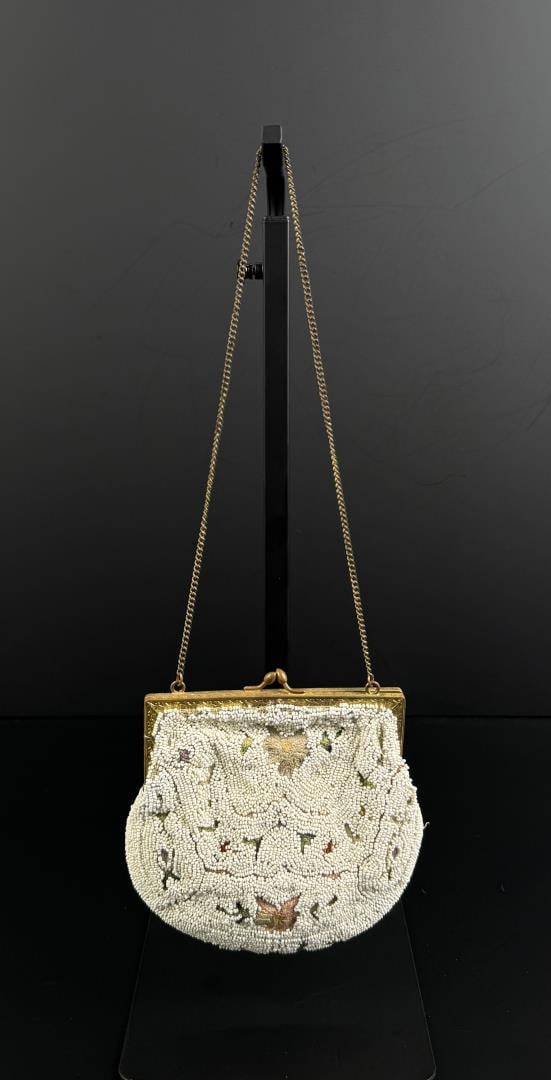 Victorian French Beaded Purse: 5" by 5" by 1/2".