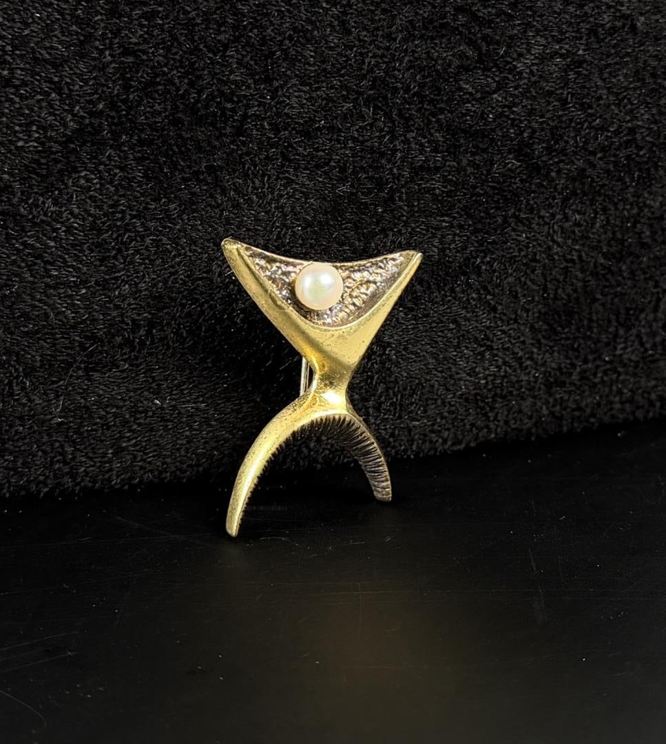 Mid Century Hogan Bolas Bronze Brooch (1 of 4)