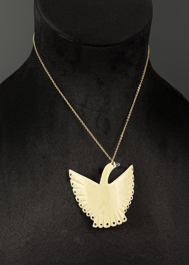 Alaskan Inuit Eskimo Carved Ivory Goose Necklace (1 of 3)