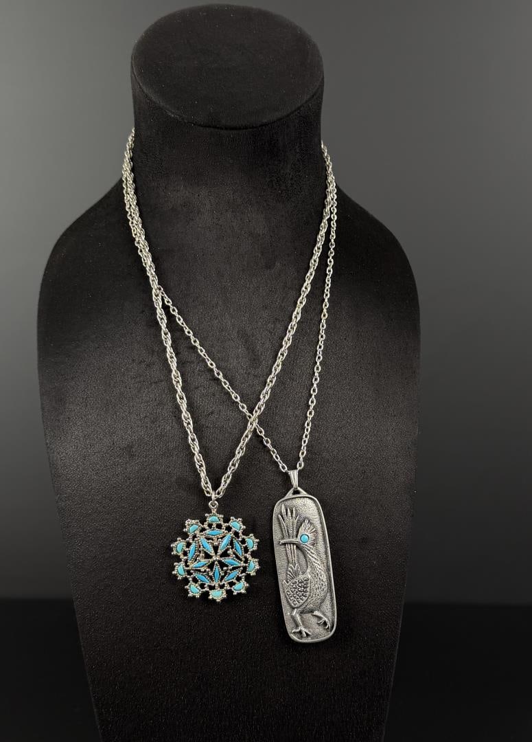 Southwest Trading Post Costume Jewelry Necklaces: Nice group of two. 15" long as displayed.