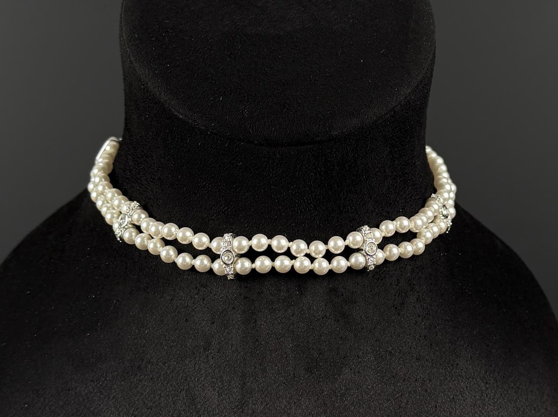 Swarovski Double Strand Faux Pearl Necklace (1 of 5)