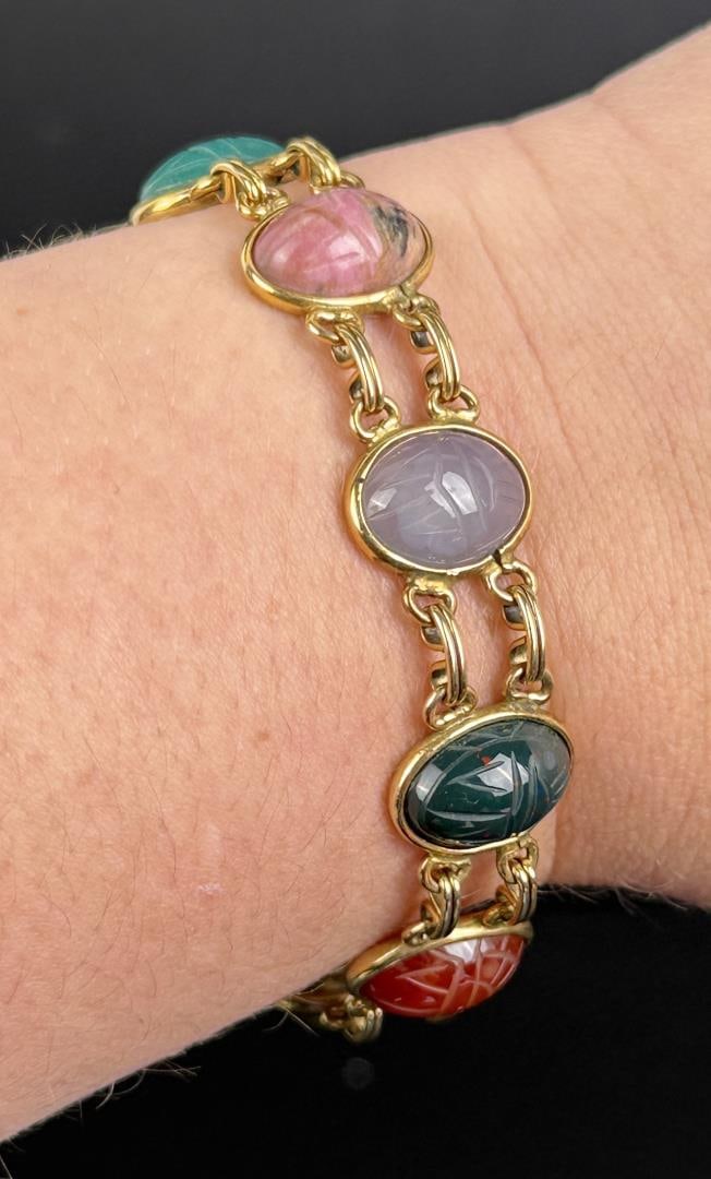 12k Gold Filled Egyptian Scarab Bracelet (1 of 9)