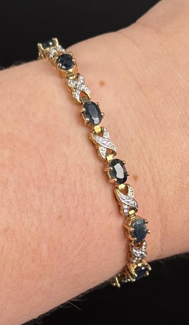 Sterling Silver Sapphire Tennis Bracelet (1 of 6)