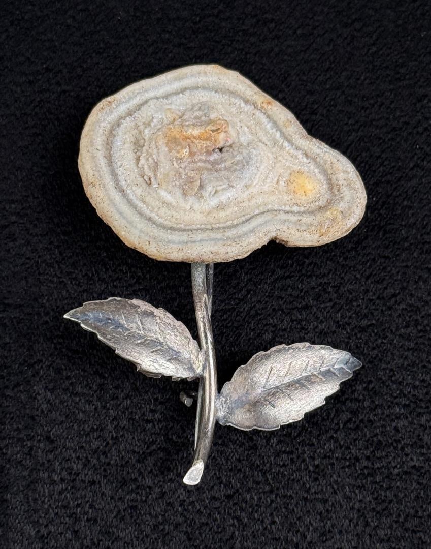 Quartz Geode Sterling Silver Flower Brooch (1 of 3)