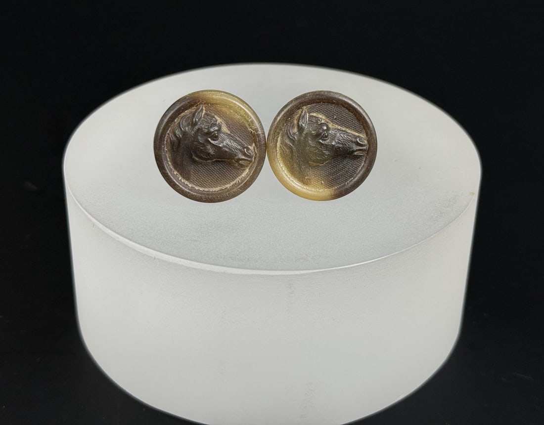 Victorian Pressed Horn Horse Head Cufflinks (1 of 5)