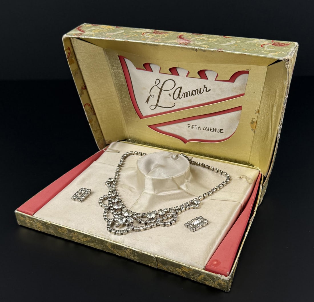 LAmour Fifth Avenue Rhinestone Jewelry Set: Nice set in box.