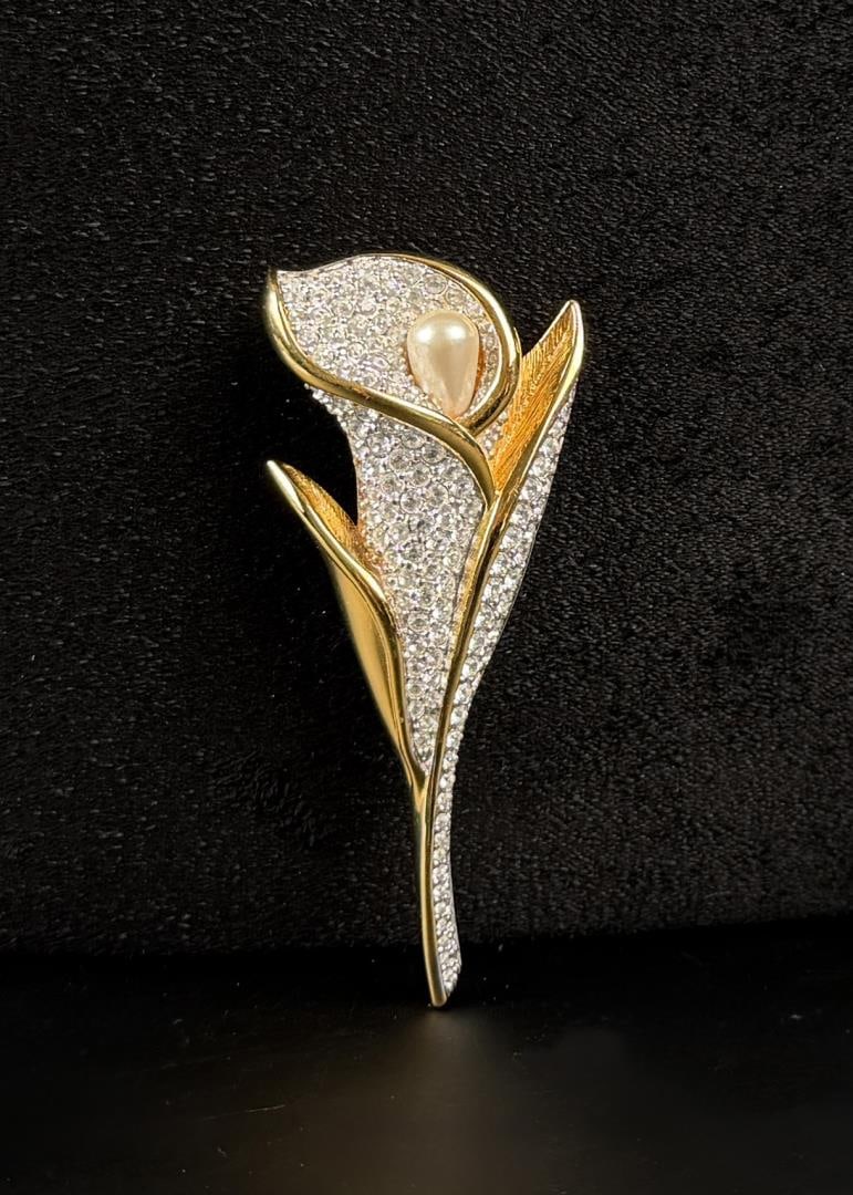 Swarovski Pave Rhinestone Calla Lily Brooch (1 of 4)