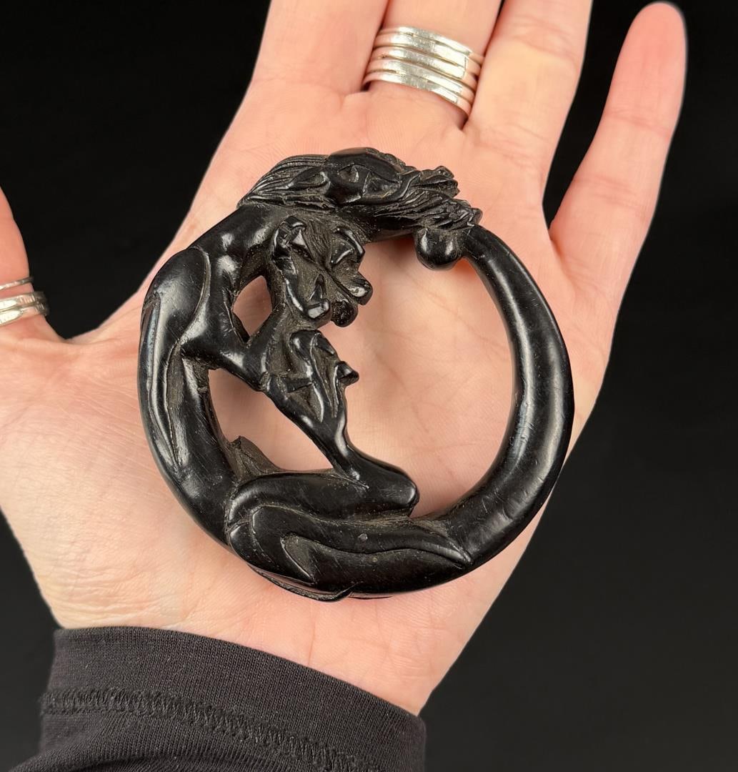 Chinese Carved Coiled Dragon Pendant (1 of 4)