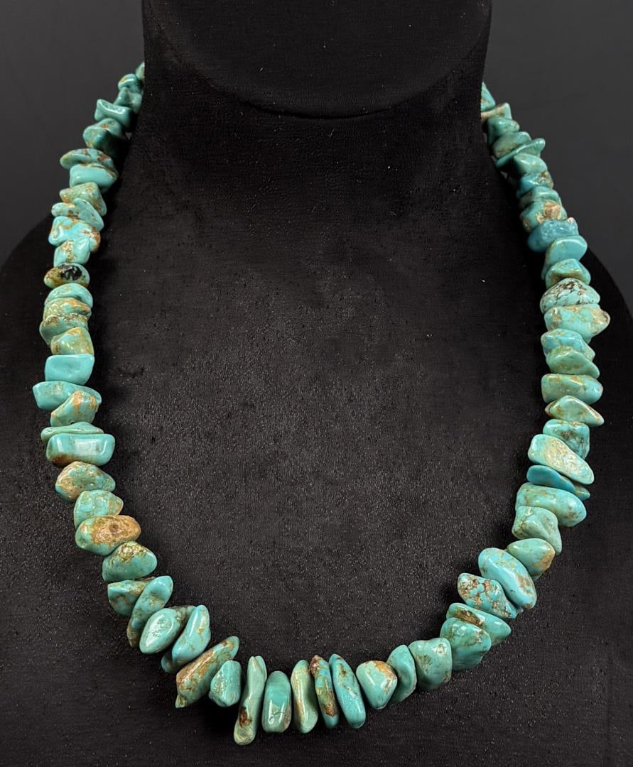 Navajo Sterling Turquoise Nugget Necklace (1 of 4)