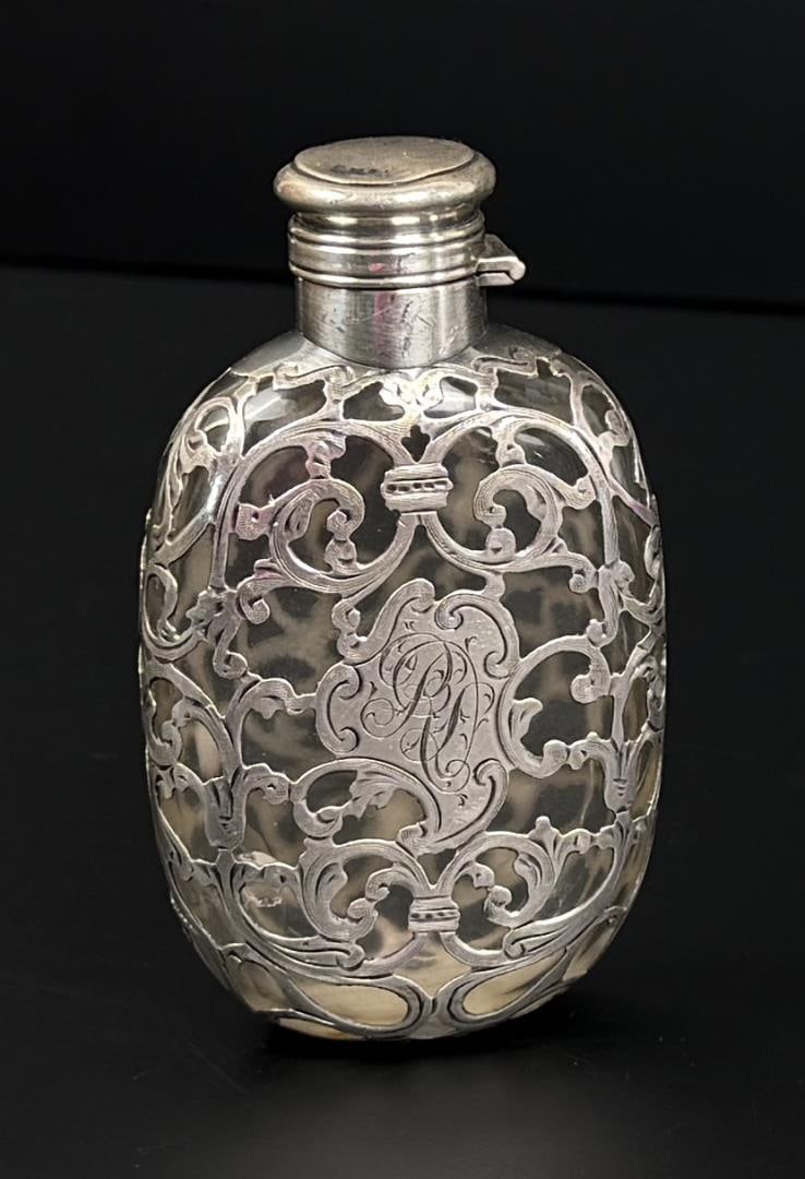 Victorian Sterling Silver Overlay Flask (1 of 6)