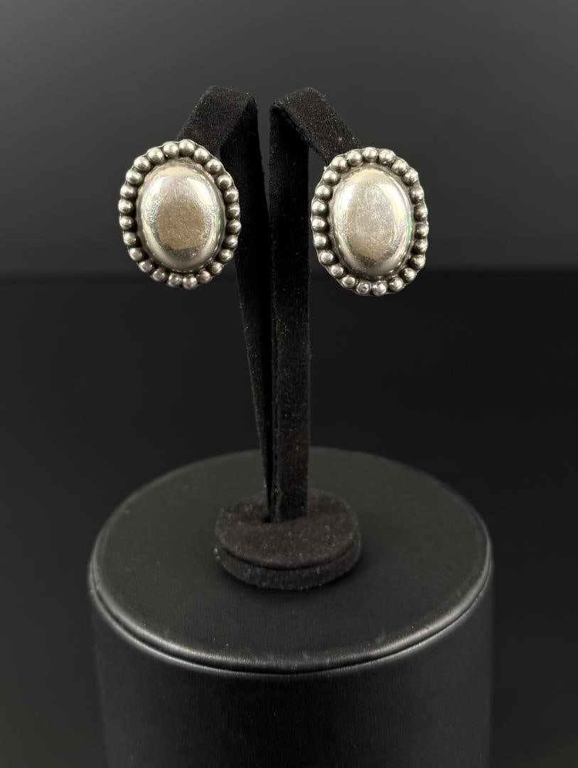Sterling Silver Taxco Mexico Dome Earrings (1 of 4)
