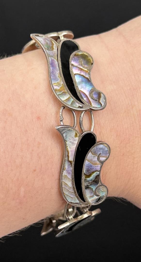 Taxco Mexico Sterling Abalone Bracelet (1 of 8)