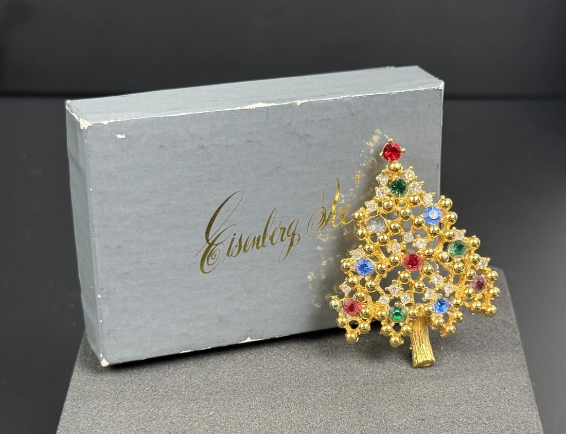 Eisenberg Ice Christmas Tree Rhinestone Brooch (1 of 5)