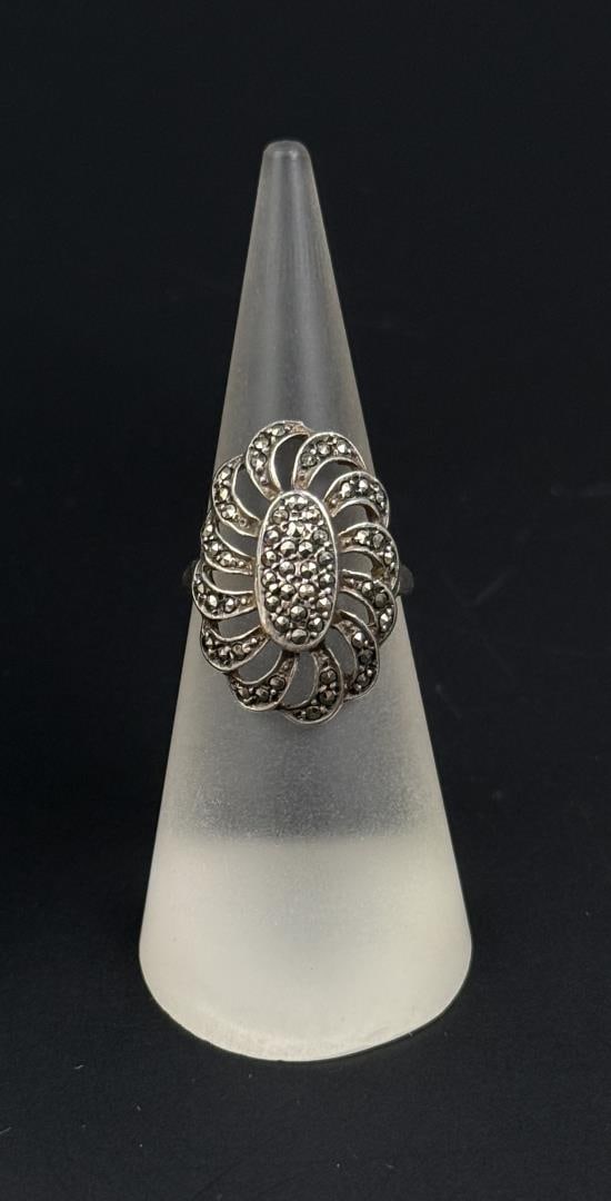 Sterling Silver Marcasite Ring - 3