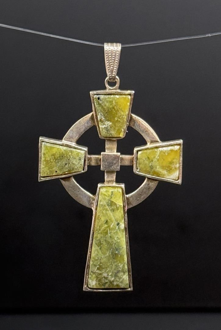 Sterling Silver Irish Connemara Cross Pendant: 8.11 grams, 2 3/8" long.