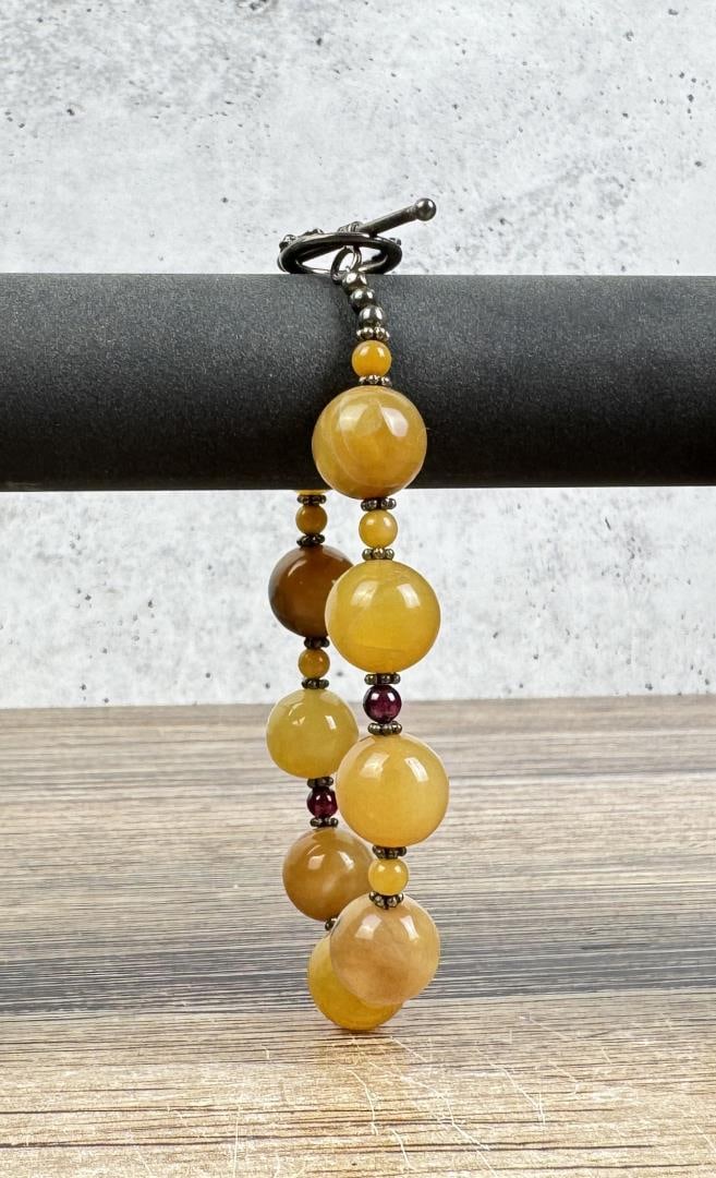 Sterling Silver Agate Bead Bracelet (1 of 4)