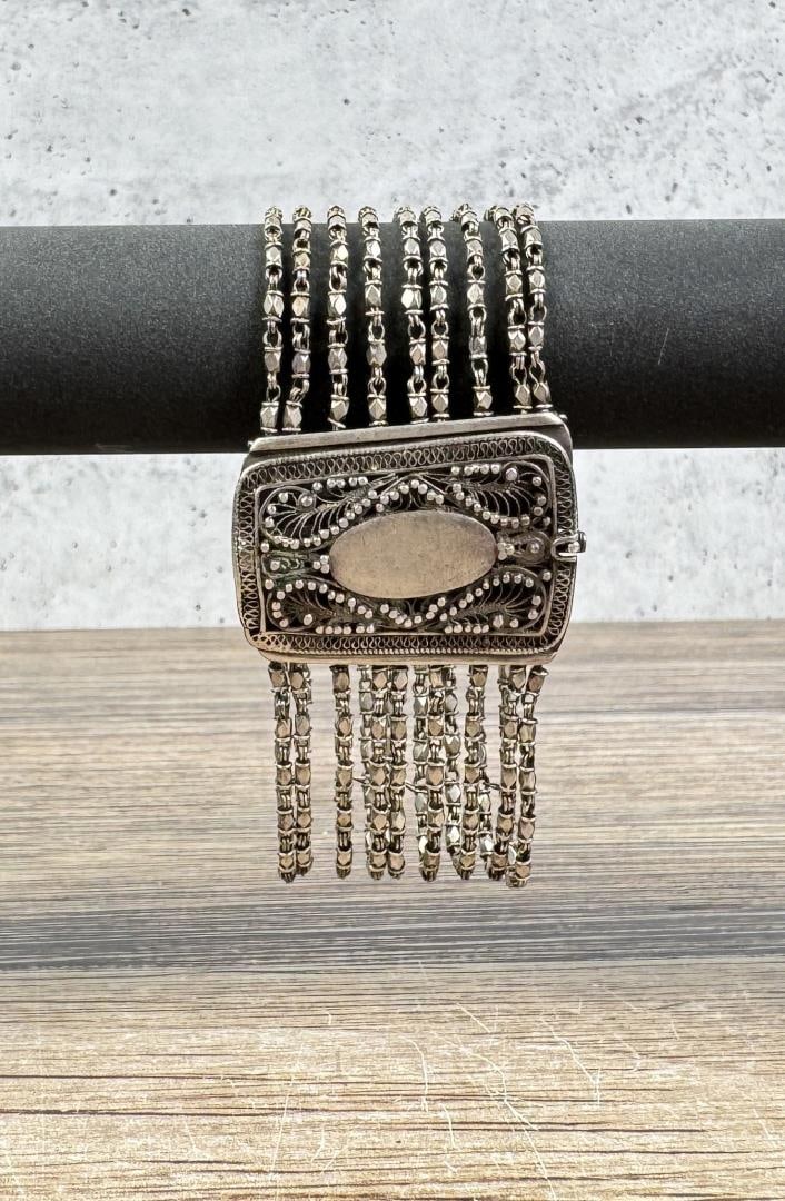 Victorian Sterling Silver Filigree Bracelet (1 of 4)