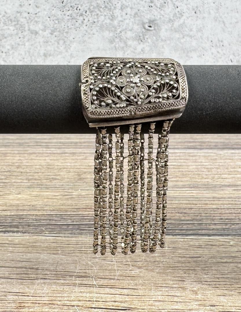 Victorian Sterling Silver Filigree Bracelet (1 of 4)