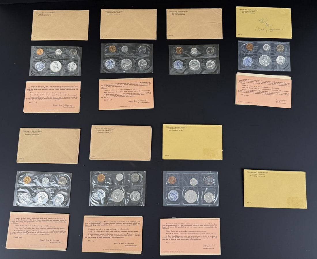 1961 US Mint Silver Proof Sets: 8 total, 1 is sealed.