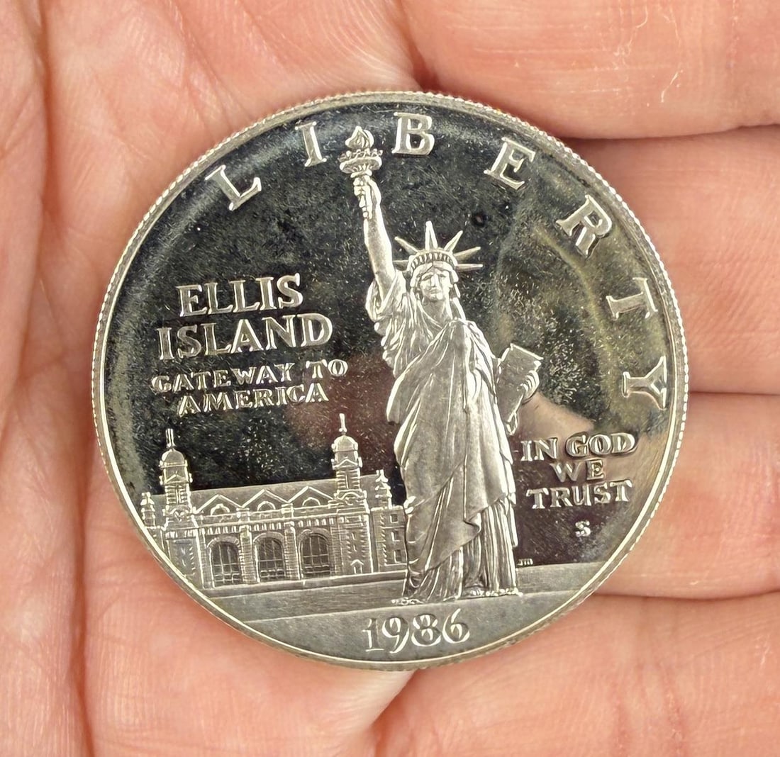1986 Ellis Island Silver Coin: Nice example.